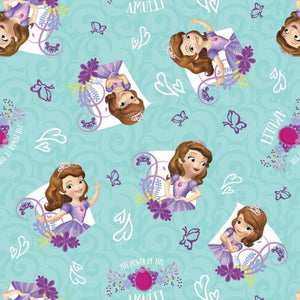 Springs Creative Disney Sofia The First Amulet Power Teal 100% Cotton Fabric