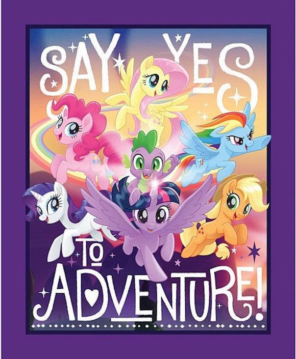Springs Creative My Little Pony Say Yes To Adventure Purple 100% Cotton Fabric 35 inch Panel