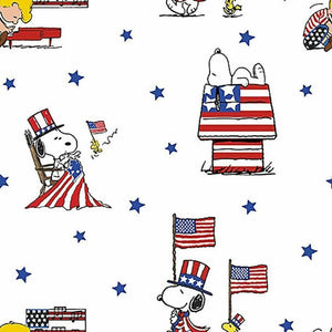 Springs Creative Patriotic Peanuts Snoopy White 100% Cotton Fabric