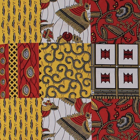 Springs Creative African Chaigany Wax Kali Red/Yellow Cotton Fabric