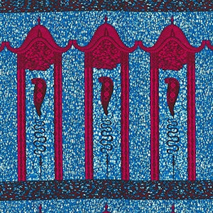Springs Creative African Bhati Geometric Pattern Blue Wax Cotton Fabric