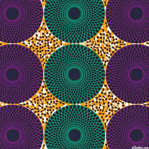 Springs Creative African Chaigany Wax Dahila Geo Circles Multicolor Cotton Fabric