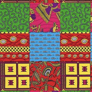 Springs Creative African Chaigany Wax Imani Block Birght Multicolor Blocks Cotton Fabric
