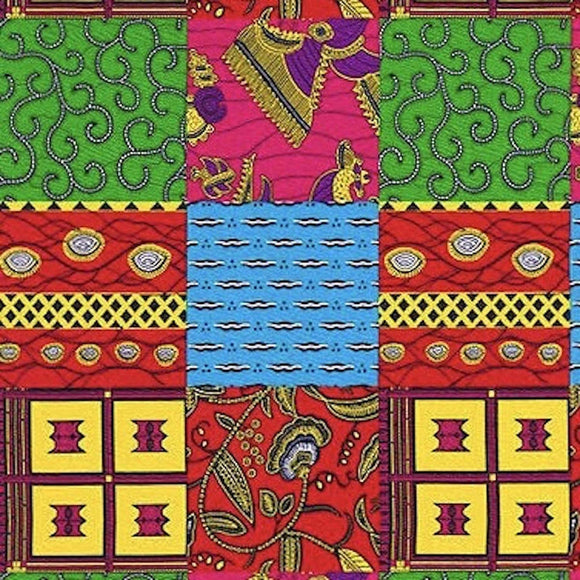 Springs Creative African Chaigany Wax Imani Block Birght Multicolor Blocks Cotton Fabric