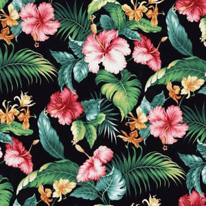 Springs Creative Tropical Paradise Floral Black 100% Cotton Fabric