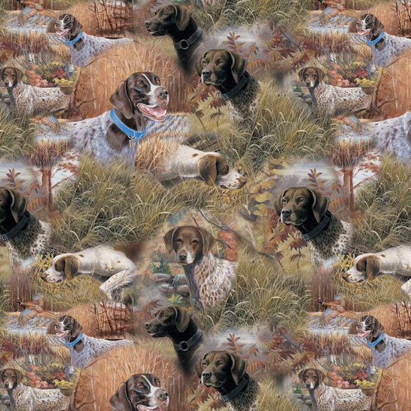 Springs Creative Wild Wings Show Dogs Fields Scenic 100% Cotton Fabric