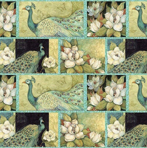 Springs Creative Susan Winget Iridescent Peacocks Patch Multicolor 100% Cotton Fabric