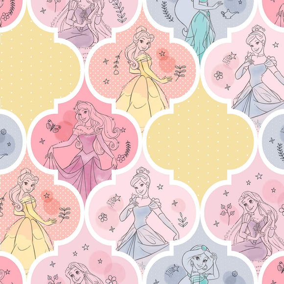 Disney Pretty Princess Patch Aurora, Cinderella, Belle, Jasmine, Rapunzel 100% Cotton Fabric