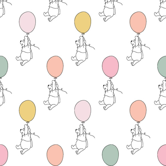 Springs Creative Disney Winnie the Pooh Balloon White 100% Cotton Fabric