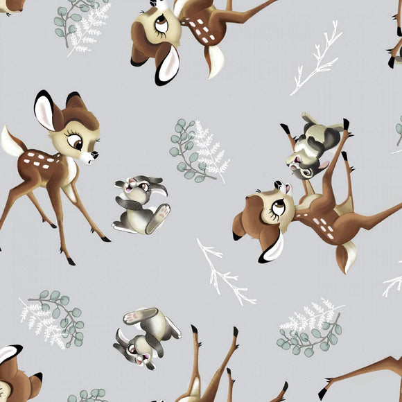 Springs Creative Disney Bambi & Thumper Toss Gray 100% Cotton Fabric