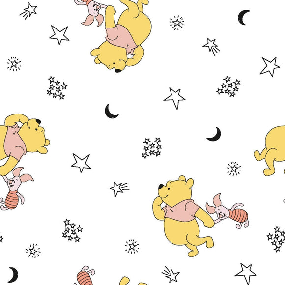 Springs Creative Disney Winnie The Pooh & Piglet Stars White 100% Cotton Fabric
