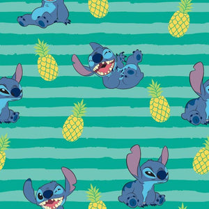 Springs Creative Disney Lilo and Stitch Pineapple Stripe Green 100% Cotton Fabric