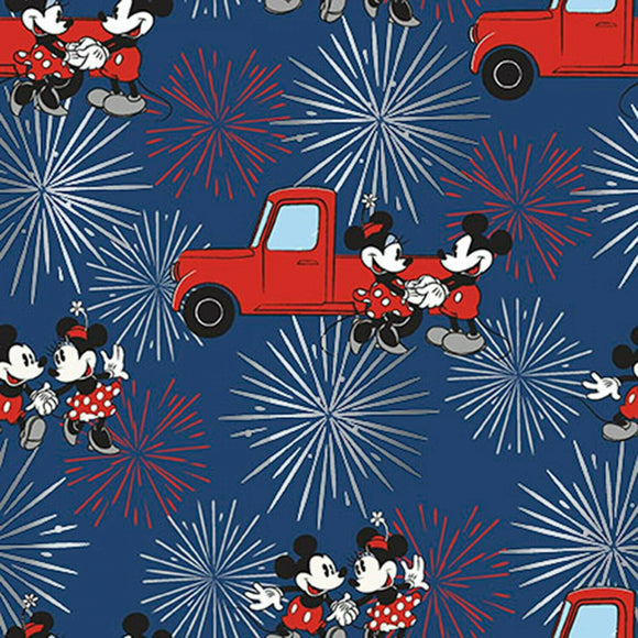 Springs Creative Patriotic Disney Mickey & Minnie Mouse Navy 100% Cotton Fabric