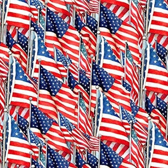 Springs Creative Patriotic American Flag Multicolor 100% Cotton Fabric by The Yard