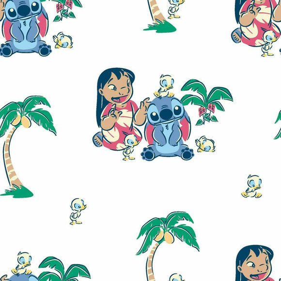 Springs Creative Disney Lilo and Stitch with Friends White 100% Cotton Fabric