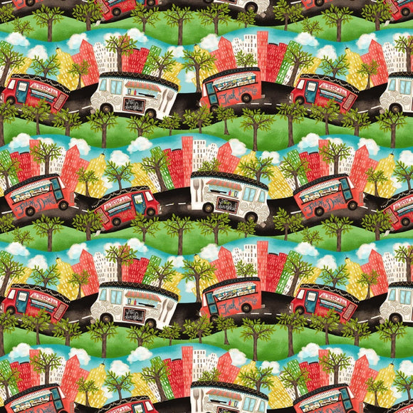 Springs Creative Wild Wings Food Truck Friday Multicolor 100% Cotton Fabric