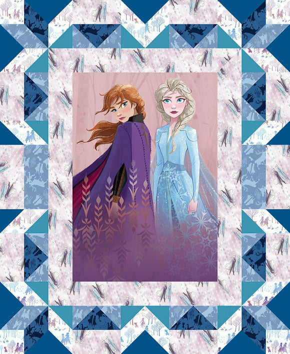 Springs Creative Disney Frozen 2 Faux Quilt Elsa & Anna Multicolor 100% Cotton Fabric 35 inch Panel