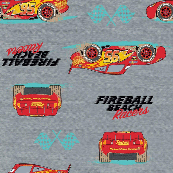 Springs Creative Disney Cars 3 Lightning McQueen Fireball Racer Gray 100% Cotton Fabric