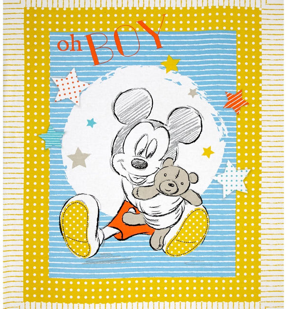 Springs Creative Disney Mickey Mouse Nursery Oh Boy! Multicolor 100% Cotton Fabric 35 inch Panel